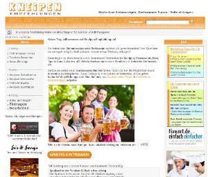 Screenshot Gastronomie Webverzeichnis Kneipen-Empfehlung.de