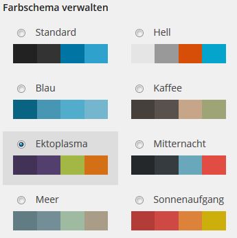 Farb-Schema Verwalten ab Wordpress 3.8